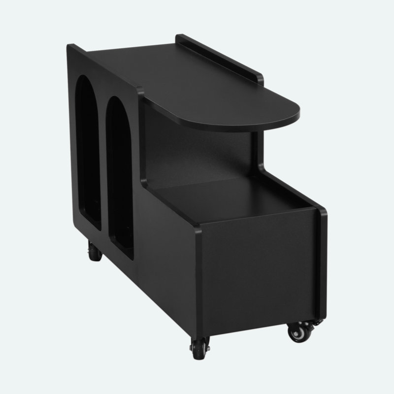 Versatile Mobile End Table With Storage And Lockable Wheels, Ideal For Any Room In Your Home., Black