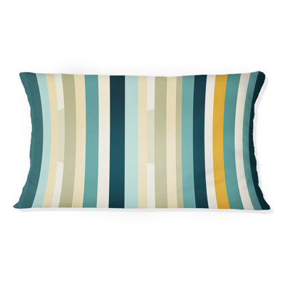 Jungle Green And Yellow Striped Pattern II - Striped Printed Throw Pillow