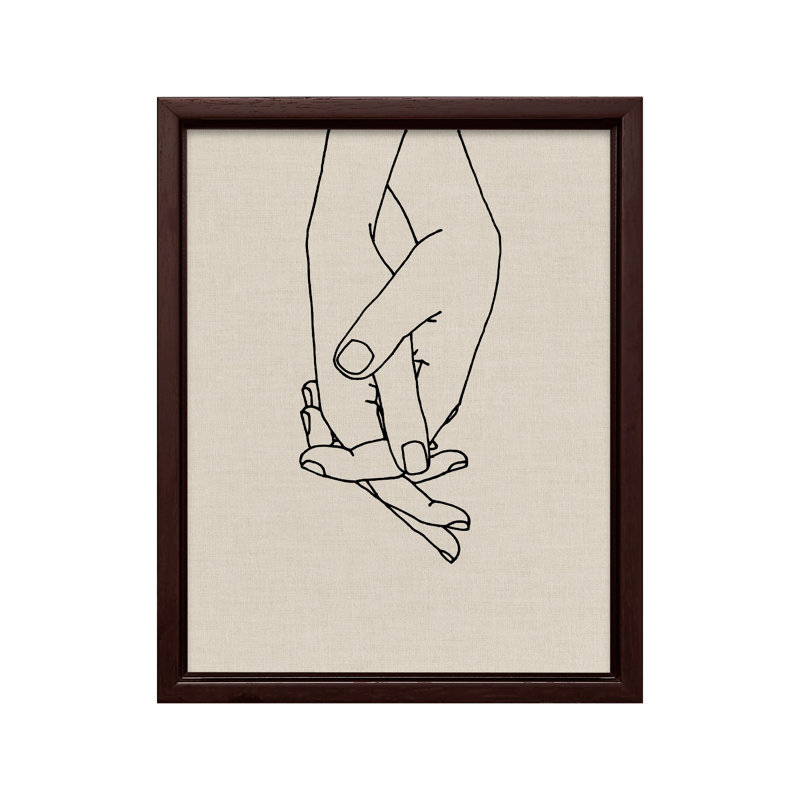 Holding Hands No9, Canvas, 16"H x 20"W, Brown Framed