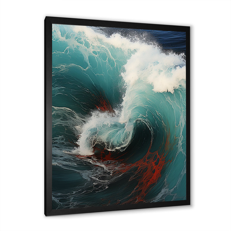 «Red Green Wave», impression sur toile, Cadre photo noir, H 40 po x l 30 po x P 1,5 po