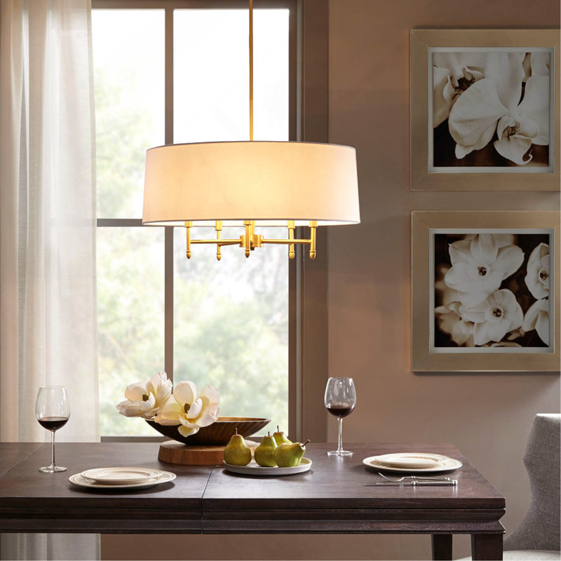 Lustre tambour 5 lumières blanc