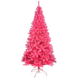 Artificial Tinsel Christmas Tree - Pink - Clear Lights