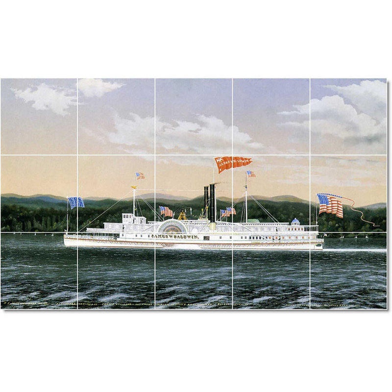 Carreau de peinture murale 40 po x 24 po 8 po x 8 po, Peinture de bateau de James Bard W22075