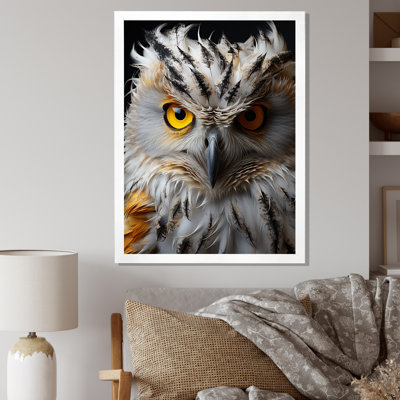 Hibou gris animal monochrome - imprimé
