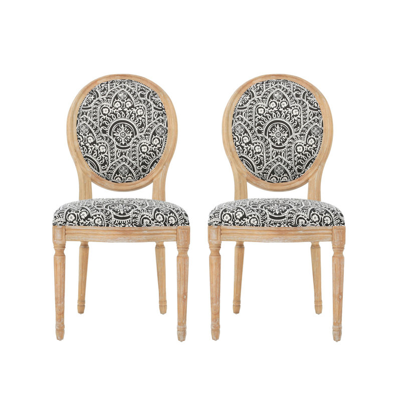 Saratoga 19.25'' H Upholstered Side Chair, Blue/Beige, Wood