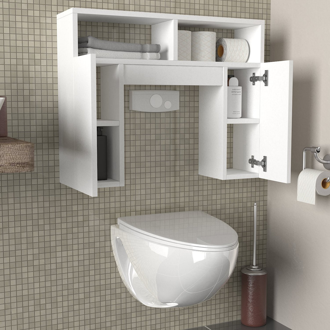 76.2" W x 60.8" H x 19.5" D Wall Mounted Bathroom Cabinet