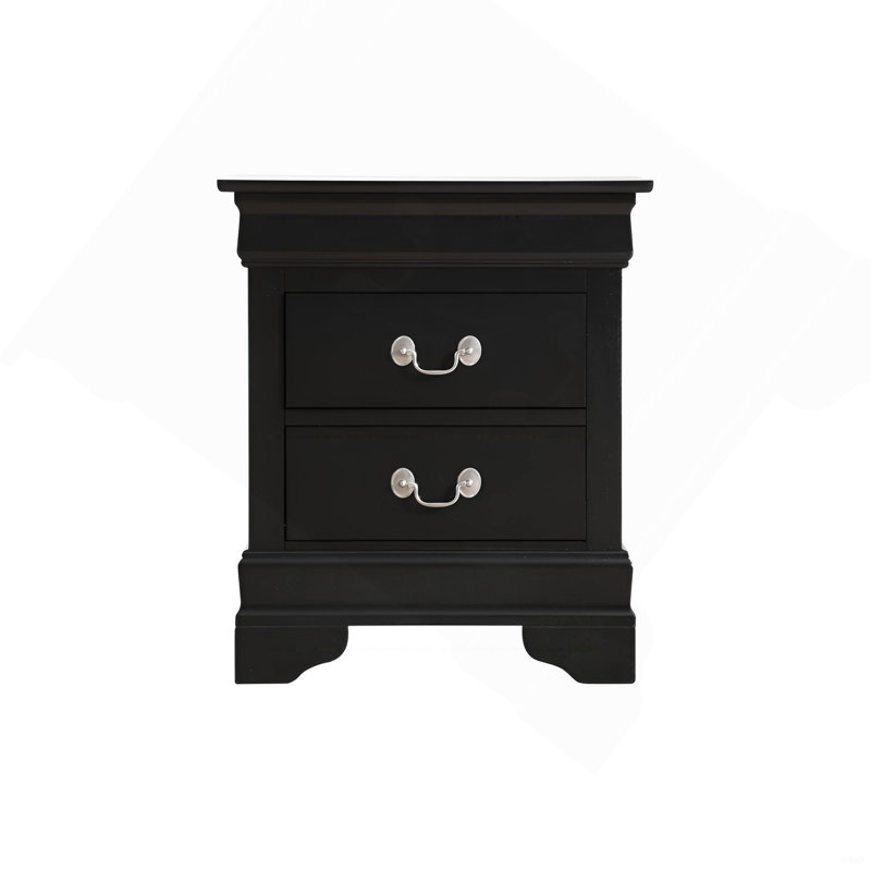 Elegant Black Traditional Nightstand, Black