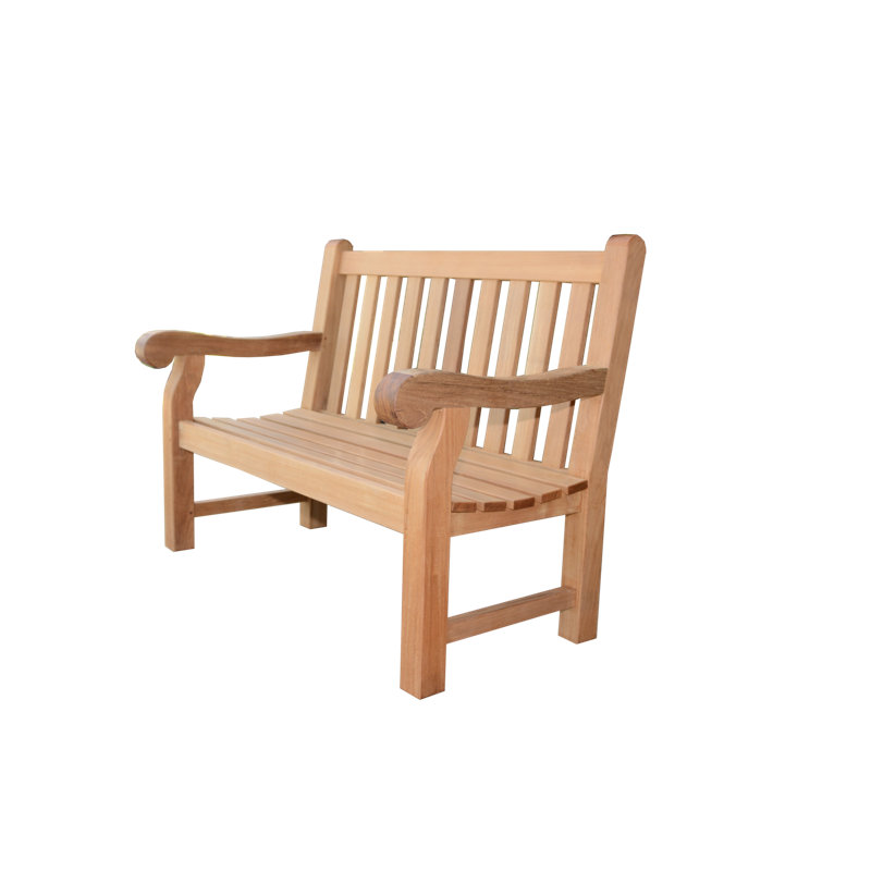 Theodore Teak Outdoor Commercial Bench, 38" H x 48" W x 28.25" D