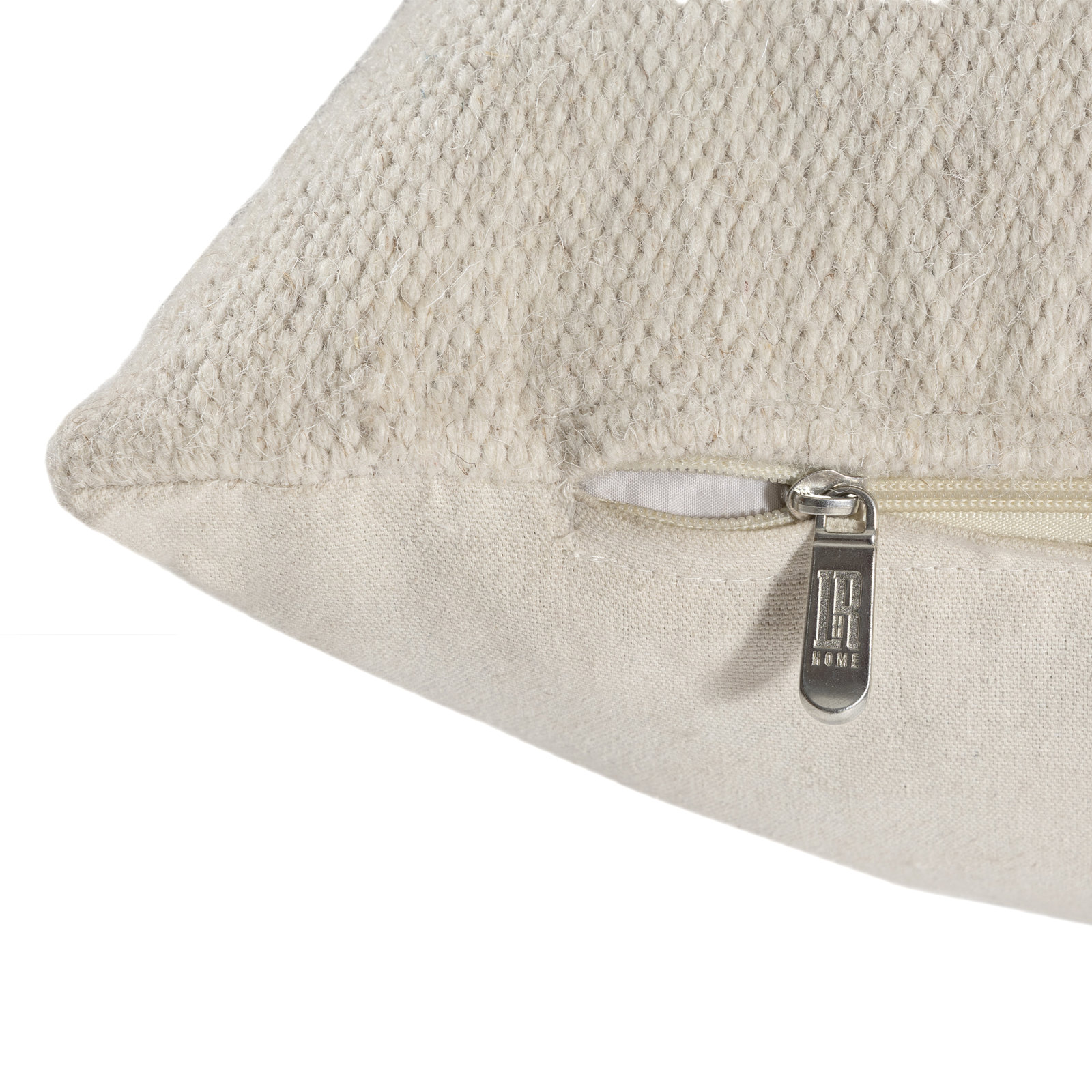 Atelier Contemporary Geometric Hand-Woven Throw Pillow, Square 24"H x 24"W, Feather, Brown/Gray/Ivory
