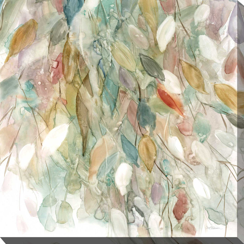 «Rainy Cascade I» par Carol Robinson - peinture sur toile tendue, L 18 po x H 18 po, Toile tendue