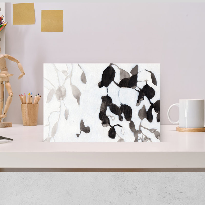 Art contemporain, art abstrait abstrait plante paisible, H 12 po x l 18 po