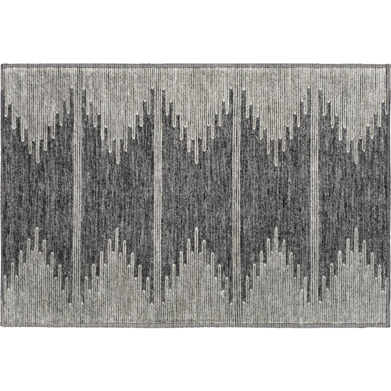 Premium Machine Washable Cerrito Charcoal Rug, Rectangle 1'8" x 2'6"