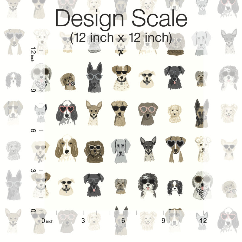 Dog Days 20" L x 27" W Peel and Stick Wallpaper Roll, Gray
