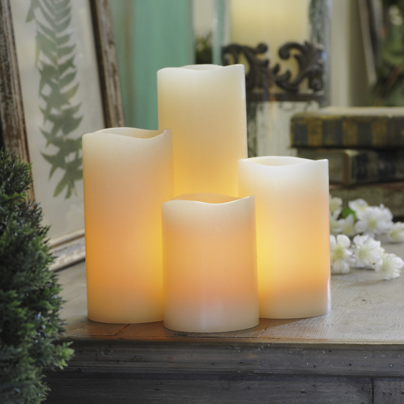 Flickering Wax Glow Wick Pillar Candle, 3"x6", 3.75" x 3"
