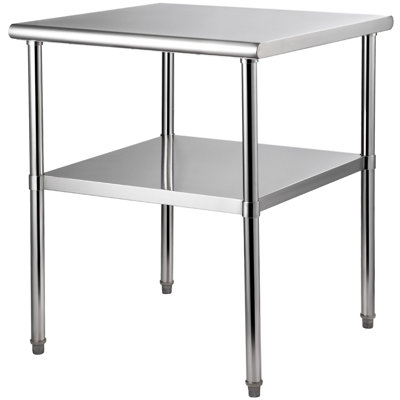 Stainless Steel Prep Table 30 x 30 x 36 Inch 1 Piece Silver 800 lbs Load Capacity