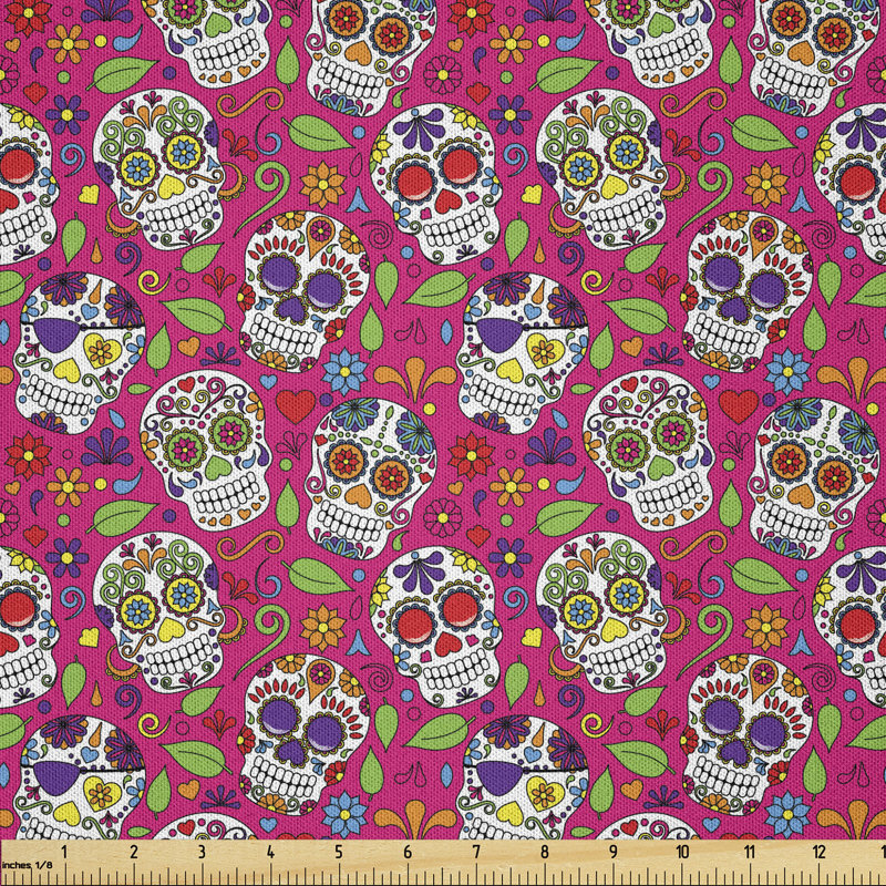 Daevyn All Saints Day Mexican Flowers Hearts Fabric