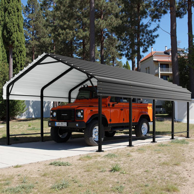 12X20 FT Carport with Galvanized Steel Roof and Frame