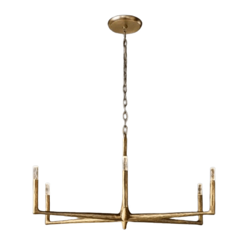 Lustre rond en laiton 36 po Birch, 23" H x 36" W x 36" D
