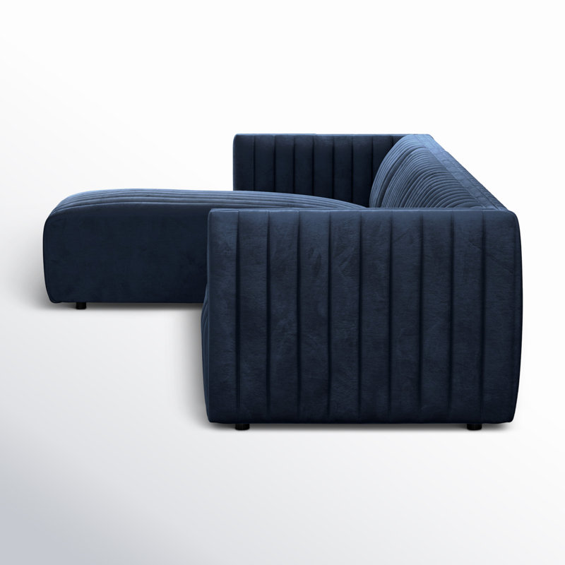 Augustine Chaise Sectional, Left Hand Facing, Orly Natural Velvet, 26" H X 126" W X 64" D