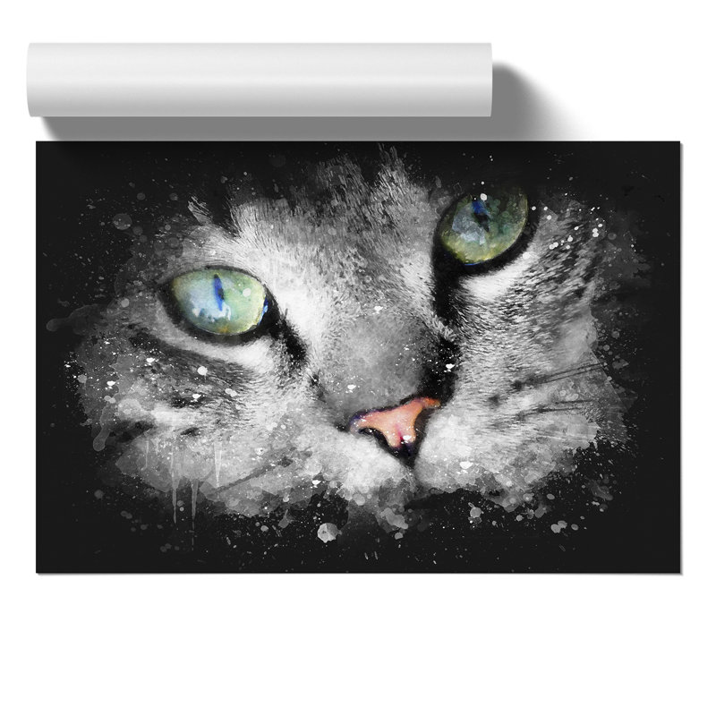 Portrait of a Cat Paint Splash - Frameless Print, 30cm H x 42cm W x 0.1cm D