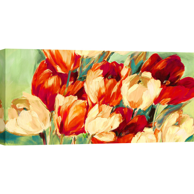2SN6225 White And Red Tulips by Jim Stone - Wrapped Canvas Art Prints, 35cm H x 70cm W x 4cm D