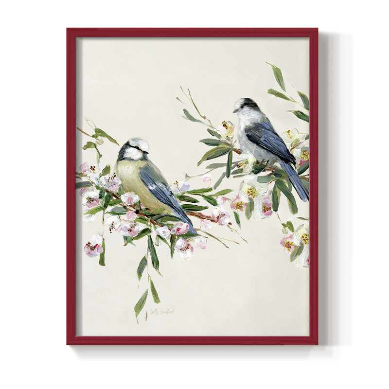 Songbird Duo I, reproduction encadrée - bois massif, H 30 po x l 24 po, Rouge