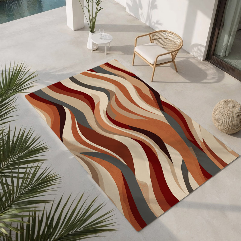 Tapis intérieur et extérieur Tranquil Waves, Rectangulaire 3 pi x 5 pi
