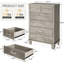 Commode 6 tiroirs pour la chambre à coucher, commode en bois de 45,3 po de hauteur et commodes à tiroirs profonds, commode de commode moderne avec poignées en métal pour le salon, le couloir, l'entrée-781186013