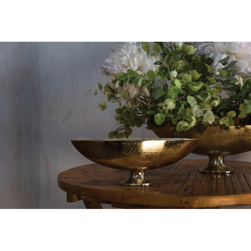 Vase de table en métal fait à la main, H 3,75 po x l 11 po x P 3,75 po