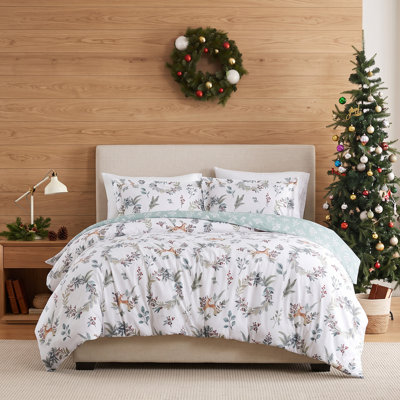 Ensemble de literie réversible Southshore Fine Linens Happy Holidays, en microfibre doublement brossée 100 g/m² avec rembourrage en fibres synthétiques, comprenant une couette et une taie d'oreiller, pour les fêtes. Tailles : 1 place / 1 place XL.