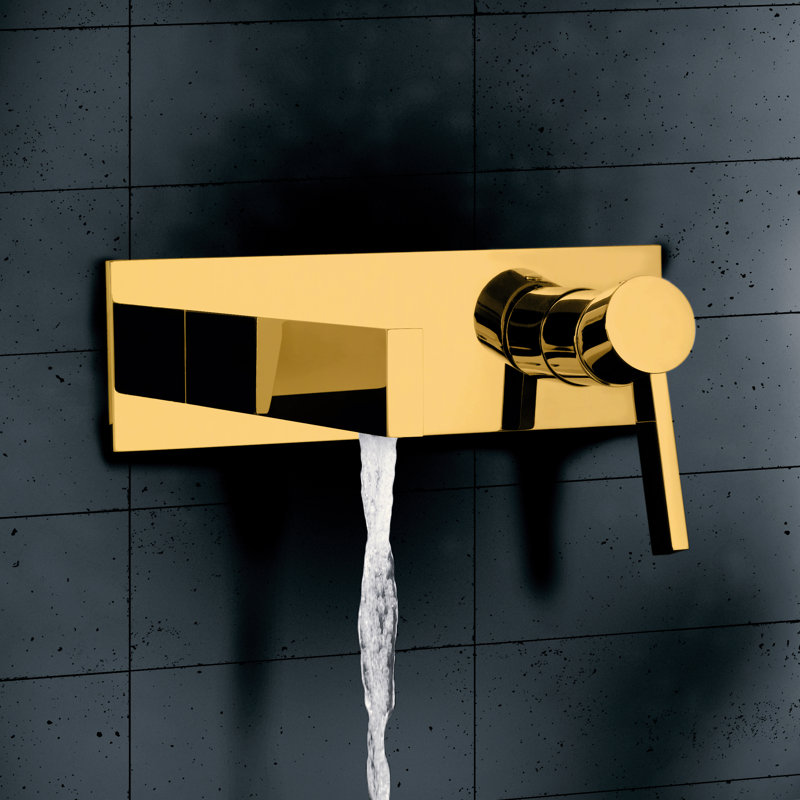 Wall Mounted Bathroom Faucet, Polished Gold