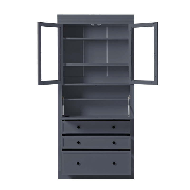 Armoire de rangement autoportante pour cuisine, armoire multifonctionnelle à 3 tiroirs, tablettes réglables et prise de courant pour la salle à manger et le salon