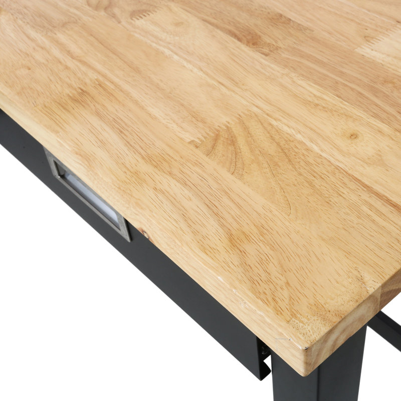 60in Work Table With Heavy Duty Frame And Mobile Capability Workbench Solid Wood Top Workstation