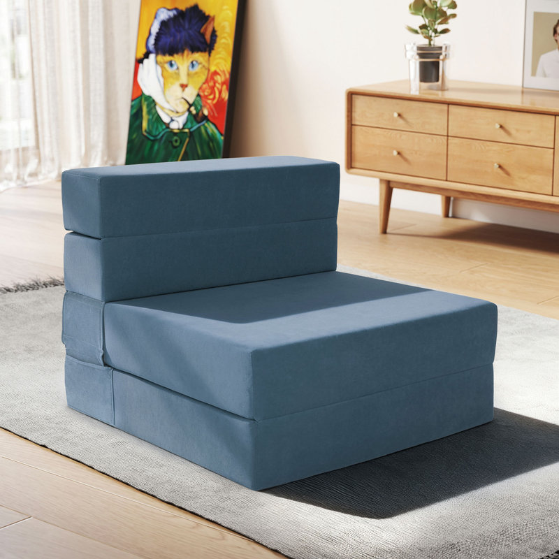 Canapé-lit pliant convertible, dossier droit réglable pour la chambre à coucher du salon, Blue