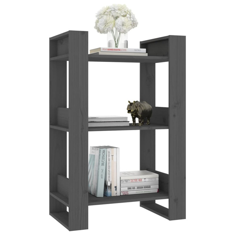 Jaiden-James 91 cm H Solid Wood Etagere Bookcase, 91cm H x 41cm W x 35cm D, Grey