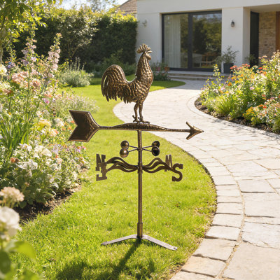 Metal Rooster Weathervane, Roof Mount Wind Direction Indicator, Outdoor Weather Vanes for Farmhouse Garden and Yard Decor