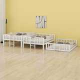 Triple Bed With Built-In Ladder,Slide And Guardrails