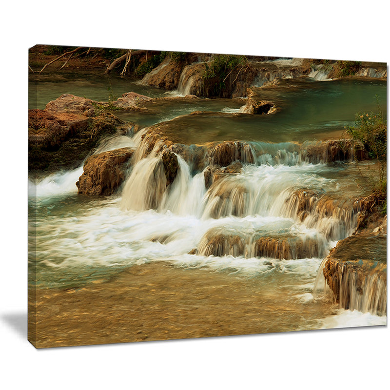 Cascade avec eaux blanches, reproduction de photo sur toile tendue cascade, H 30 po x l 40 po x P 1 po