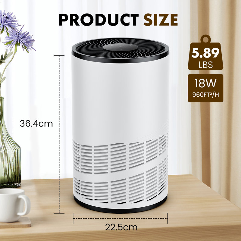 HJD22 Air Purifier, HEPA Filter Air Cleaner with Air Quality Monitor for Home Office