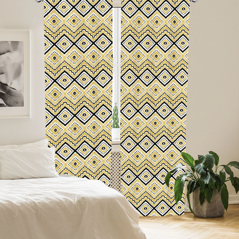 Ethnic Chevron Semi-Sheer Rod Pocket Sliding Panel, 28" x 84"