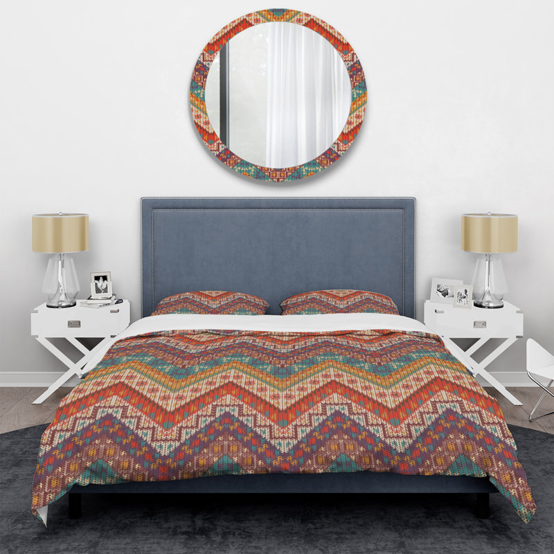 Ensemble de housse de couette en microfibre brun / orange 3 pièces, Housse de couette pour grand lit et 2 taies décor