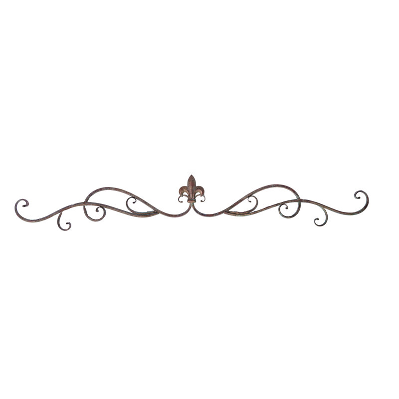 Fleur-de-lis Scroll Metal Wall Accent In Natural Rust Patina