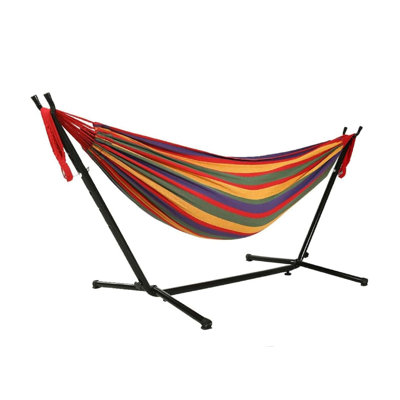 275 x 100 cm Double Hammock with Detachable Stand, 550 lbs Weight Capacity