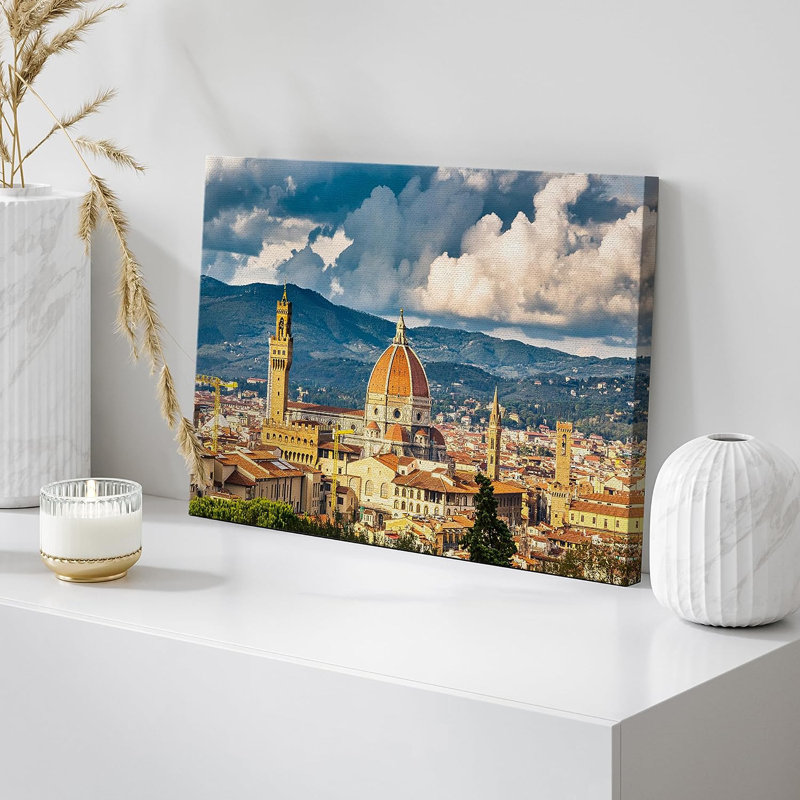 Vue sur la cathédrale de Florence et Duomo, Italie - reproduction d'art sur toile tendue, H 32 po x l 48 po x P 1,5 po