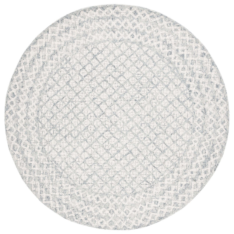 Abstract Hand Tufted Wool, Cotton Geometric Rug, Round 6'