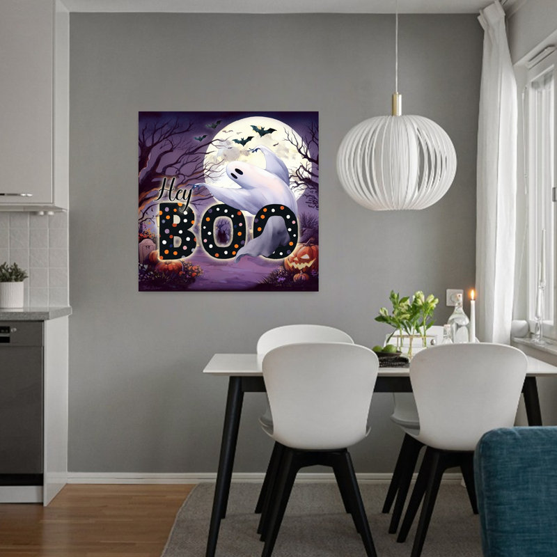 «Hey Boo», chauve-souris contemporaine abstraite, art naturel, H 32 po x l 32 po