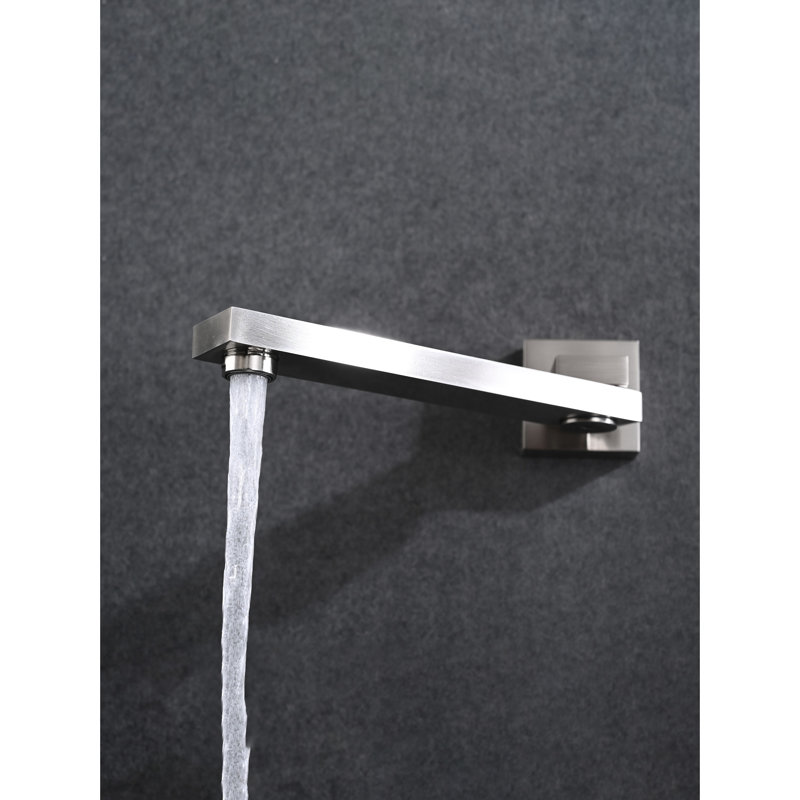 Douche de plafond en nickel brossé - Tête de 16 po et douchette naturelle pluviale Mimicry autoportante avec raccords de tuyau standard American