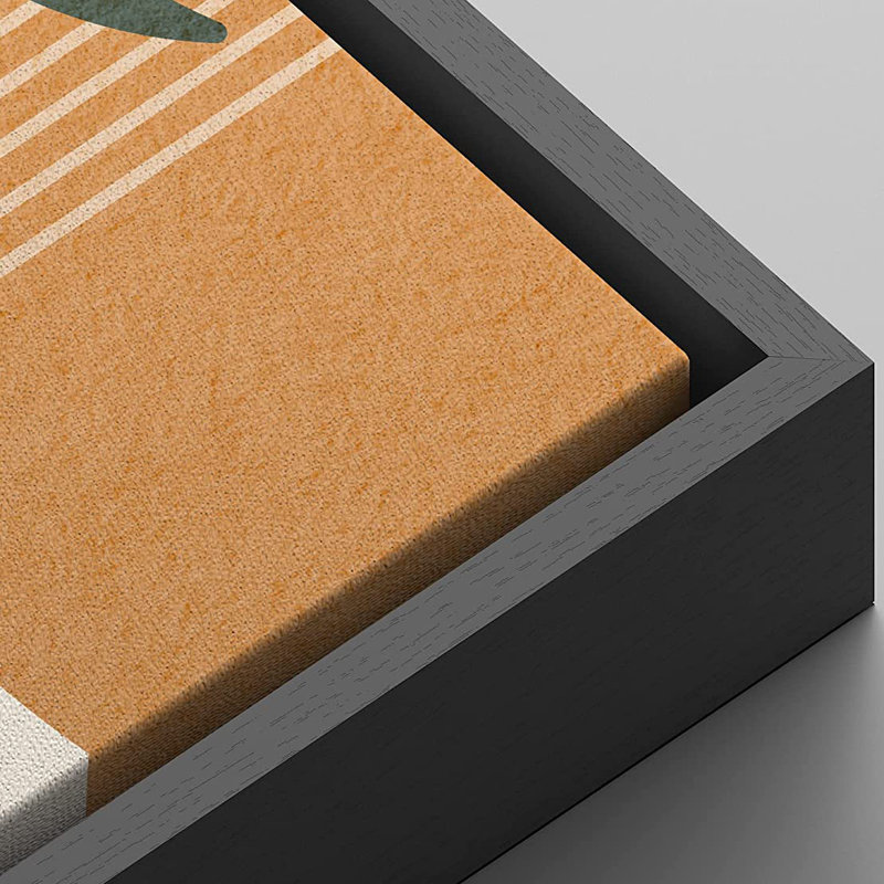 Mid Century Modern Boho, géométrique, croissant de lune, plantes tropicales, nature abstraite, Noir