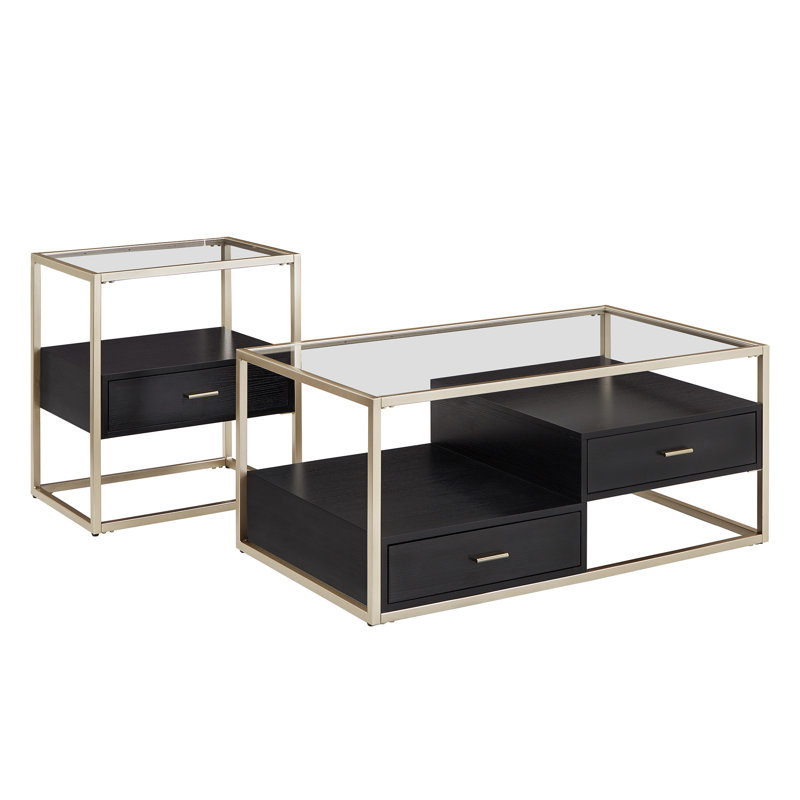 Ensemble de tables basses 2 pièces Phelim Champagne