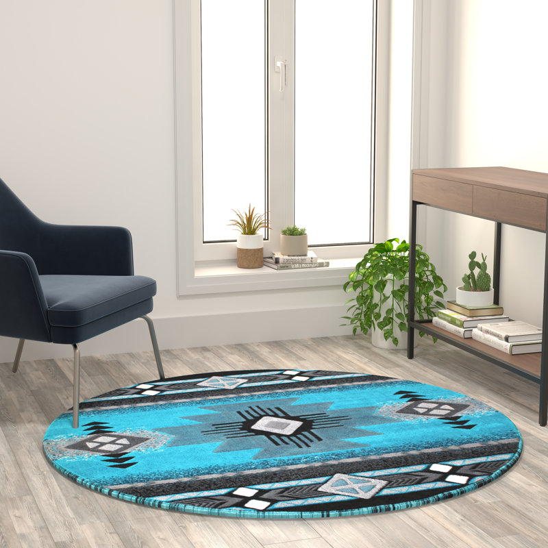 Leitha traditionnel en fibre d'oléfine, Rond 5 pi